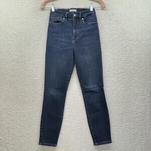 Good American Jeans Womens 0 Dark Wash Good Waist Mid Rise Skinny Stretch